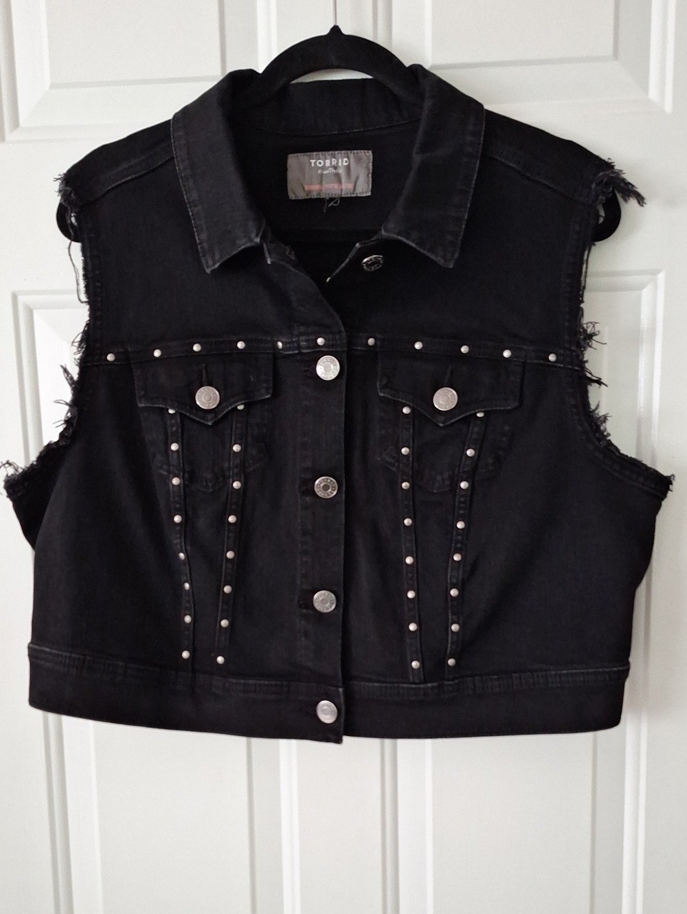 Torrid Black Studded Cropped Denim Vest